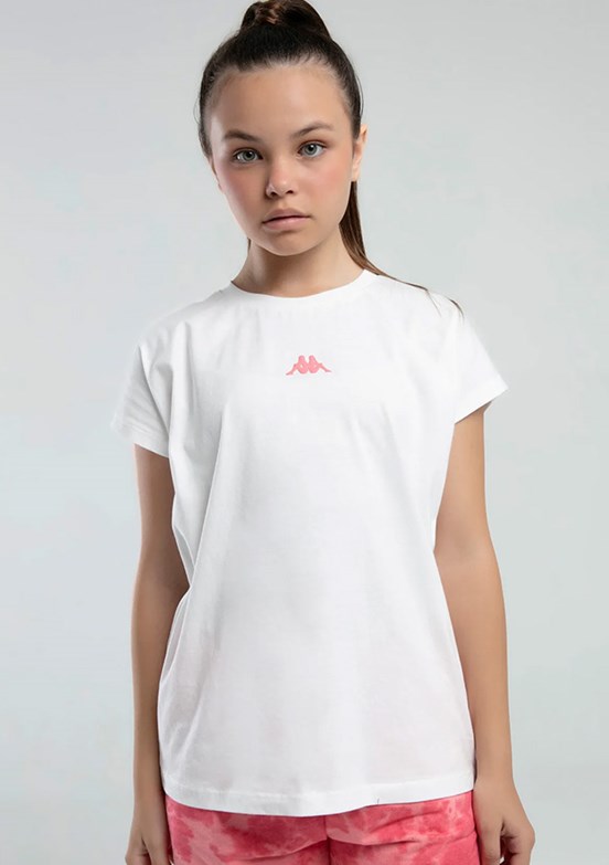 KAPPA Beyaz Kız Çocuk Pamuklu T-Shirt