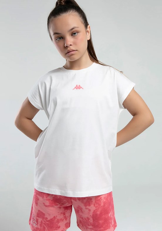 KAPPA Beyaz Kız Çocuk Pamuklu T-Shirt
