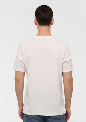 BACKANDBOND Beyaz Erkek Bisiklet Yaka T-Shirt