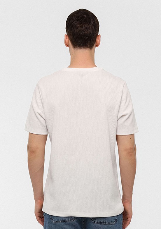 BACKANDBOND Beyaz Erkek Bisiklet Yaka T-Shirt