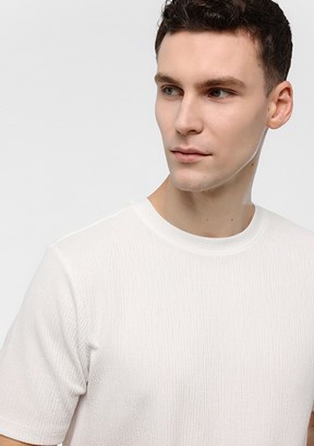 BACKANDBOND Beyaz Erkek Bisiklet Yaka T-Shirt