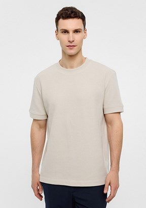 BACKANDBOND Bej Erkek Bisiklet Yaka T-Shirt