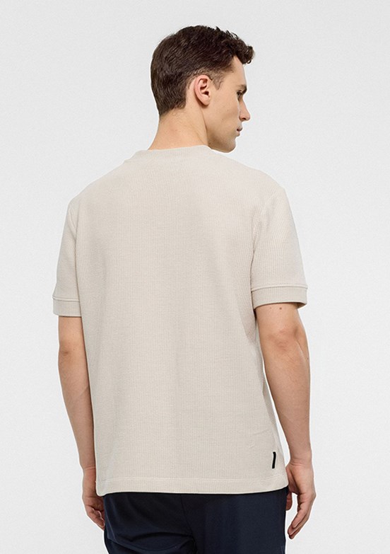 BACKANDBOND Bej Erkek Bisiklet Yaka T-Shirt