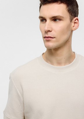 BACKANDBOND Bej Erkek Bisiklet Yaka T-Shirt