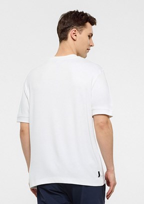 BACKANDBOND Beyaz Erkek Bisiklet Yaka T-Shirt
