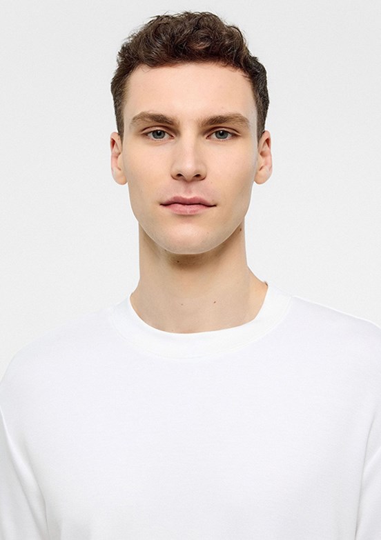 BACKANDBOND Beyaz Erkek Bisiklet Yaka T-Shirt
