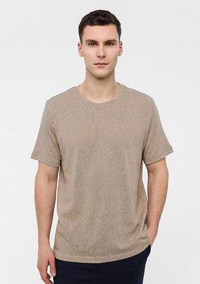 BACKANDBOND Bej Erkek Bisiklet Yaka T-Shirt
