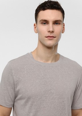 BACKANDBOND Gri Erkek Bisiklet Yaka T-Shirt