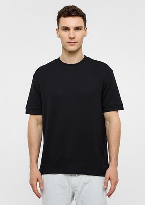 BACKANDBOND Siyah Erkek Bisiklet Yaka T-Shirt