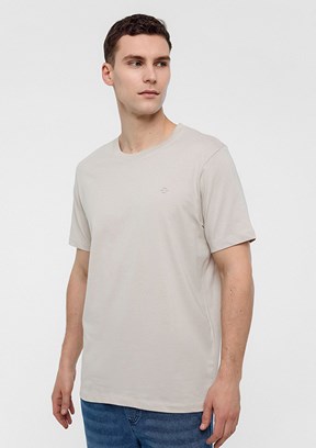BACKANDBOND Bej Erkek Bisiklet Yaka T-Shirt
