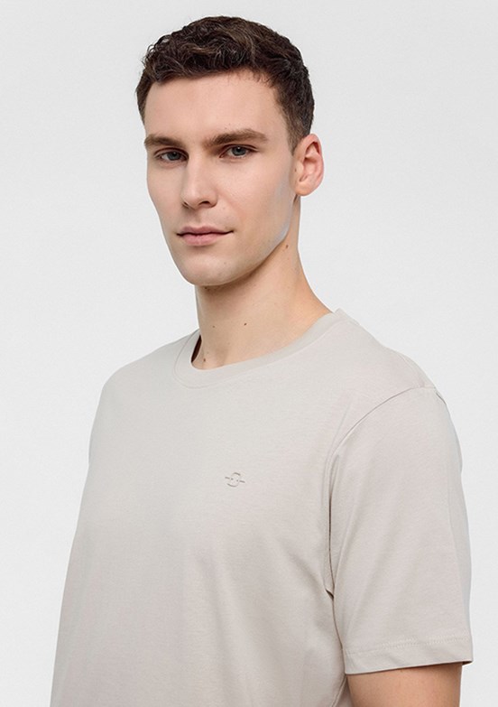 BACKANDBOND Bej Erkek Bisiklet Yaka T-Shirt