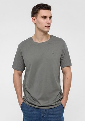 BACKANDBOND Gri Erkek Bisiklet Yaka T-Shirt