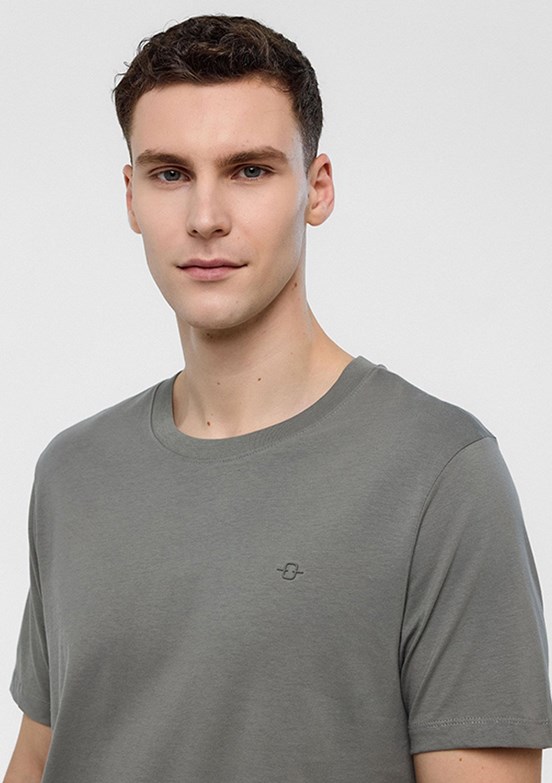 BACKANDBOND Gri Erkek Bisiklet Yaka T-Shirt