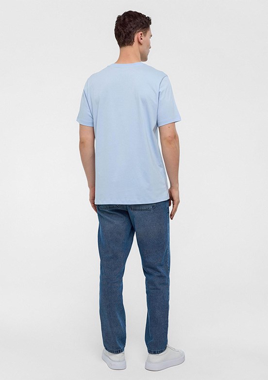 BACKANDBOND Mavi Erkek Bisiklet Yaka T-Shirt