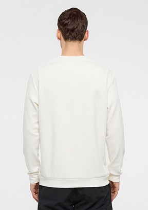 BACKANDBOND Beyaz Erkek Bisiklet Yaka Sweatshirt