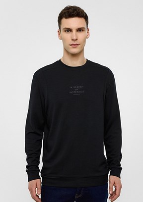 BACKANDBOND Siyah Erkek Bisiklet Yaka Sweatshirt