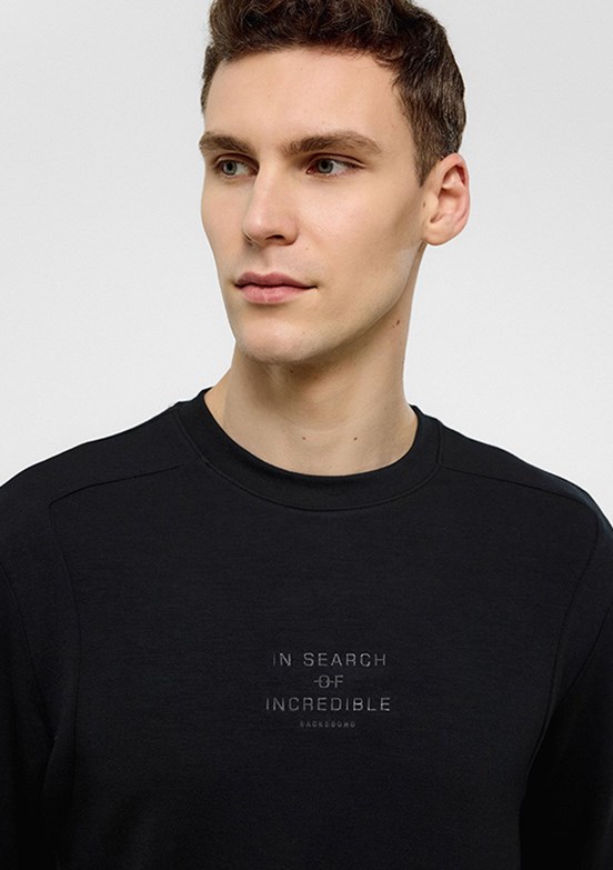 BACKANDBOND Siyah Erkek Bisiklet Yaka Sweatshirt