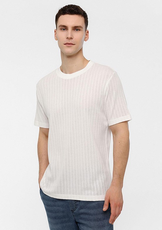 BACKANDBOND Beyaz Erkek Bisiklet Yaka T-Shirt