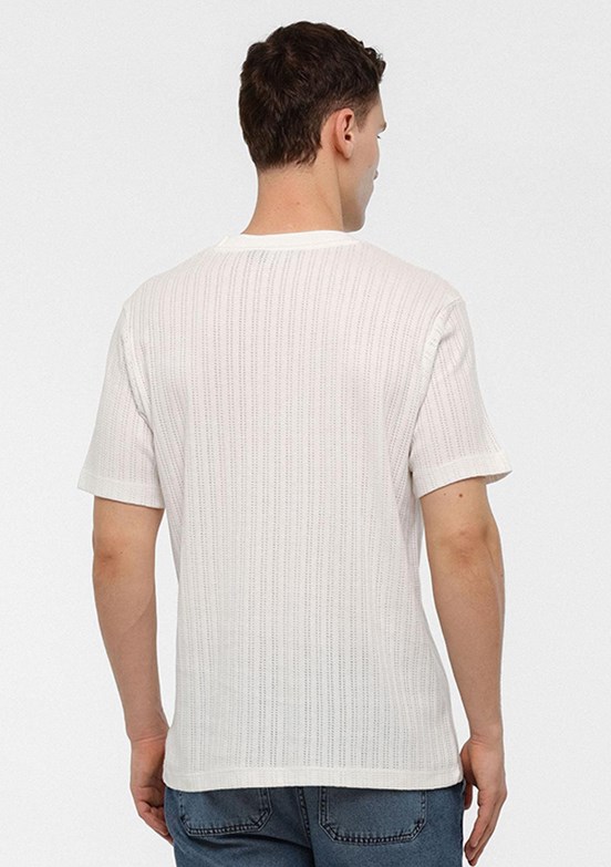 BACKANDBOND Beyaz Erkek Bisiklet Yaka T-Shirt