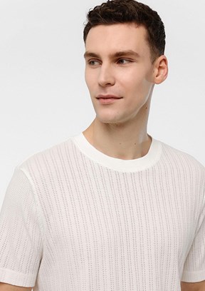 BACKANDBOND Beyaz Erkek Bisiklet Yaka T-Shirt