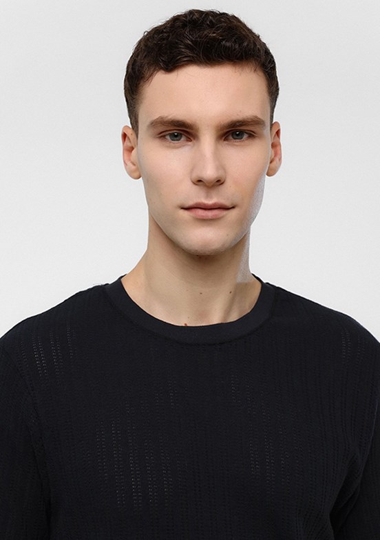 BACKANDBOND Lacivert Erkek Bisiklet Yaka T-Shirt