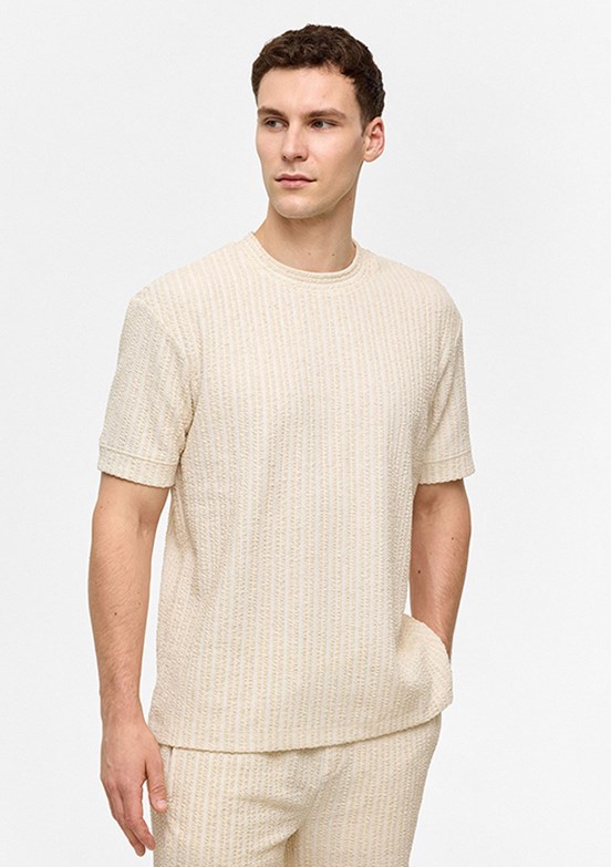 BACKANDBOND Natural Erkek Bisiklet Yaka T-Shirt