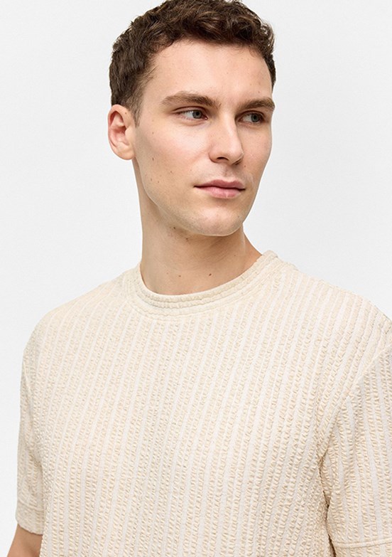 BACKANDBOND Natural Erkek Bisiklet Yaka T-Shirt