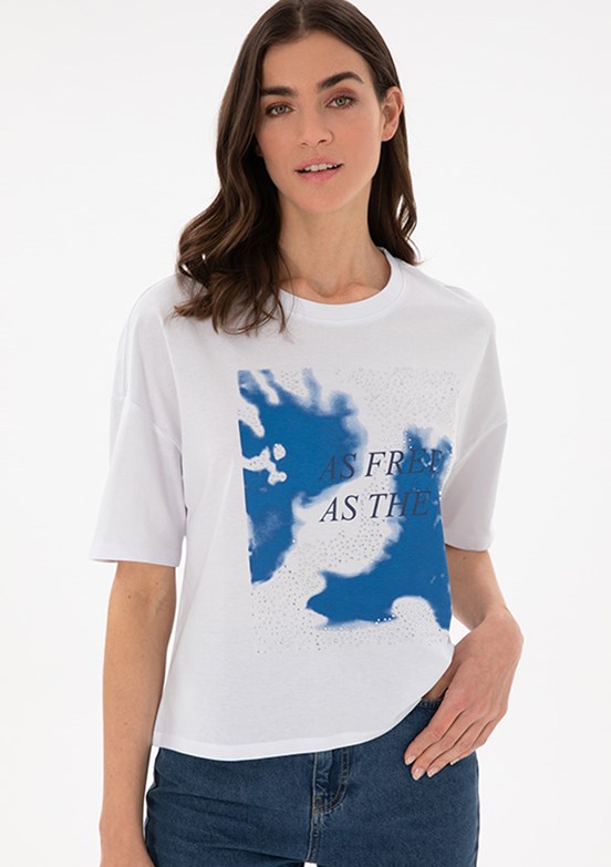 PIERRE CARDIN Beyaz Kadın Comfort T-shirt