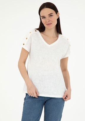 PIERRE CARDIN Beyaz Kadın Regular T-shirt