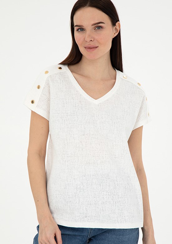 PIERRE CARDIN Beyaz Kadın Regular T-shirt
