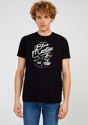 THE CROW Marin - TC7111 Erkek Siyah Baskılı T-Shirt