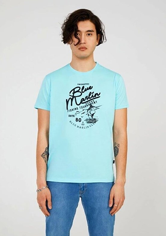 THE CROW Marin - TC7111 Erkek Yeşil Baskılı T-Shirt