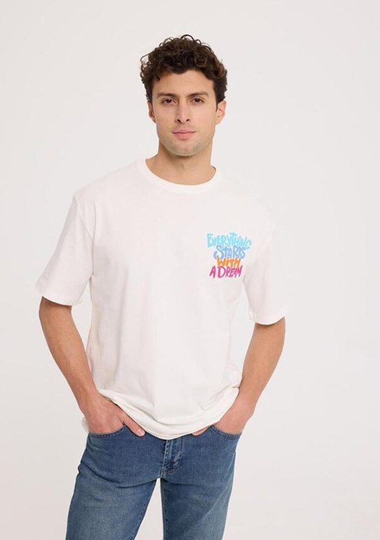 THE CROW Dream - TC9024 Erkek Beyaz Relax T-Shirt