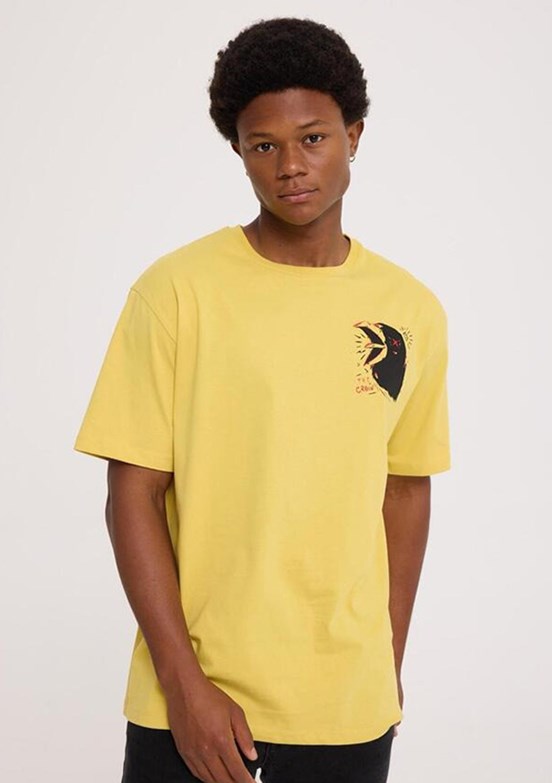 THE CROW Scream - TC9029 Erkek Sarı Basic T-Shirt