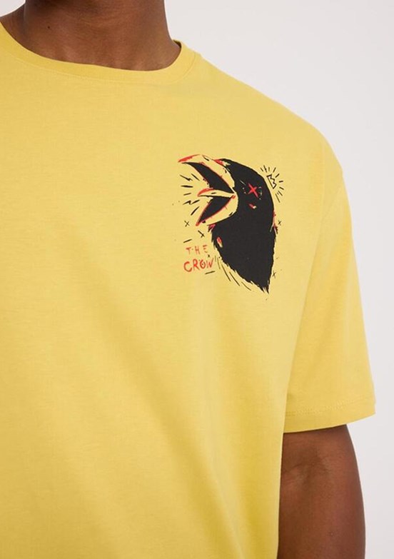THE CROW Scream - TC9029 Erkek Sarı Basic T-Shirt