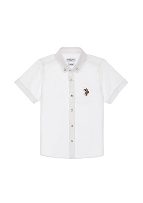 US POLO ASSN Beyaz Erkek Çocuk Kısa Kol Gömlek