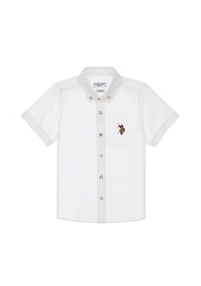 US POLO ASSN Beyaz Erkek Çocuk Kısa Kol Gömlek