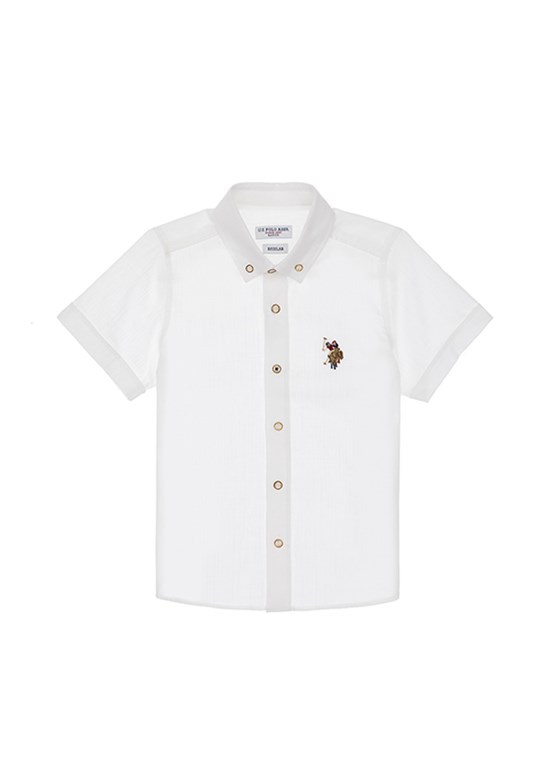 US POLO ASSN Beyaz Erkek Çocuk Kısa Kol Gömlek