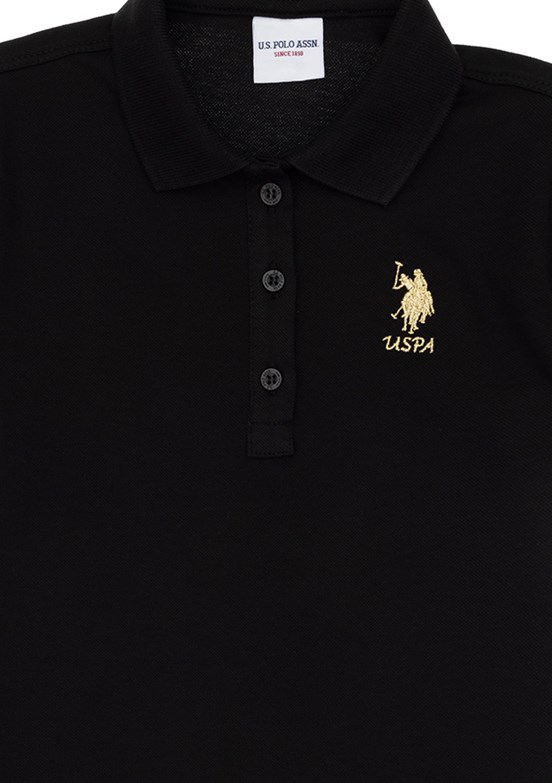 US POLO ASSN Siyah Kız Çocuk Örme Elbise