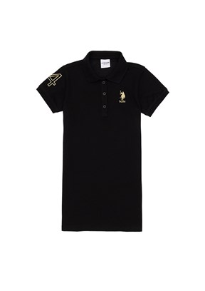 US POLO ASSN Siyah Kız Çocuk Örme Elbise