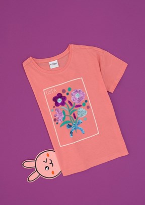 US POLO ASSN Pembe Kız Çocuk Regular T-Shirt