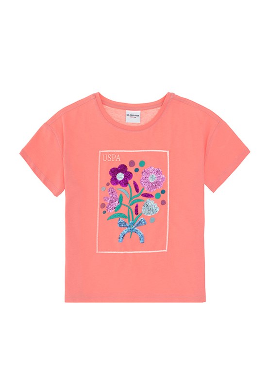 US POLO ASSN Pembe Kız Çocuk Regular T-Shirt