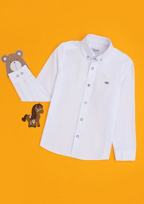 US POLO ASSN Beyaz Erkek Çocuk Uzun Kol Gömlek