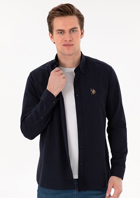 US POLO ASSN - Erkek Lacivert Uzun Kol Gömlek