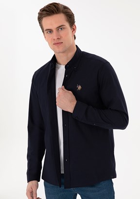 US POLO ASSN - Erkek Lacivert Uzun Kol Gömlek