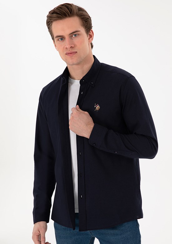 US POLO ASSN - Erkek Lacivert Uzun Kol Gömlek