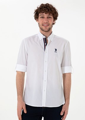 US POLO ASSN Beyaz Erkek Uzun Kol Gömlek