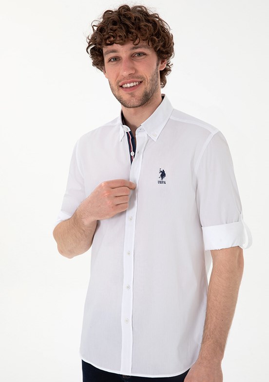 US POLO ASSN Beyaz Erkek Uzun Kol Gömlek