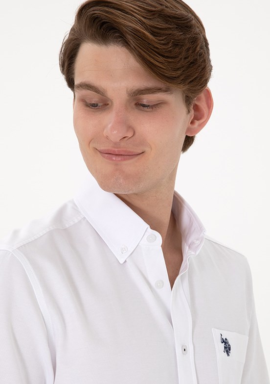 US POLO ASSN Beyaz Erkek Uzun Kol Gömlek