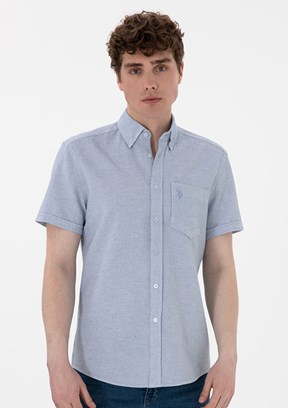 US POLO ASSN Mavi Erkek Uzun Kol Gömlek